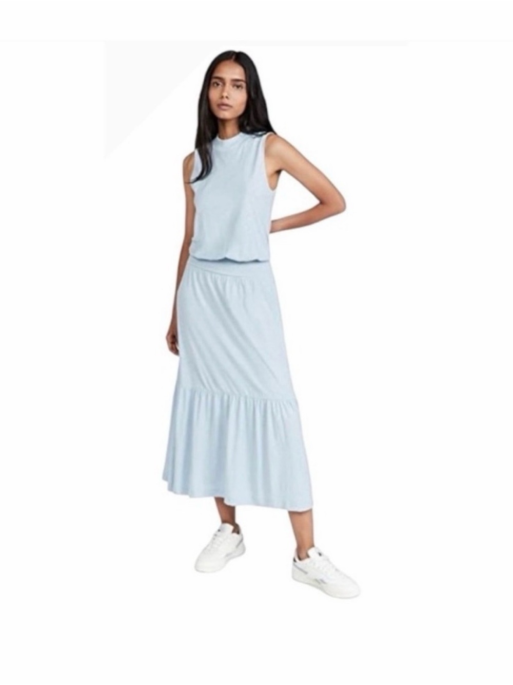 Nation LTD Powder Blue Tiered Midi Skirt
